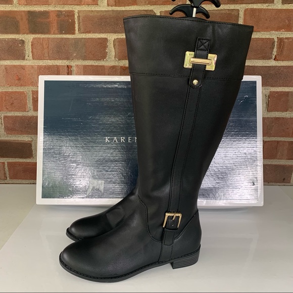 Karen Scott Deliee Black Round-toe Zip-up Block Heel Knee High Boots US 7.5 M WC - Picture 4 of 11